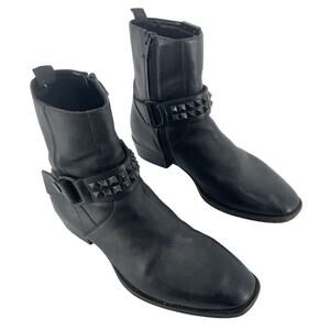 Represent London Black Leather Studded Moto Biker Boots Women’s Size 9 Preowned